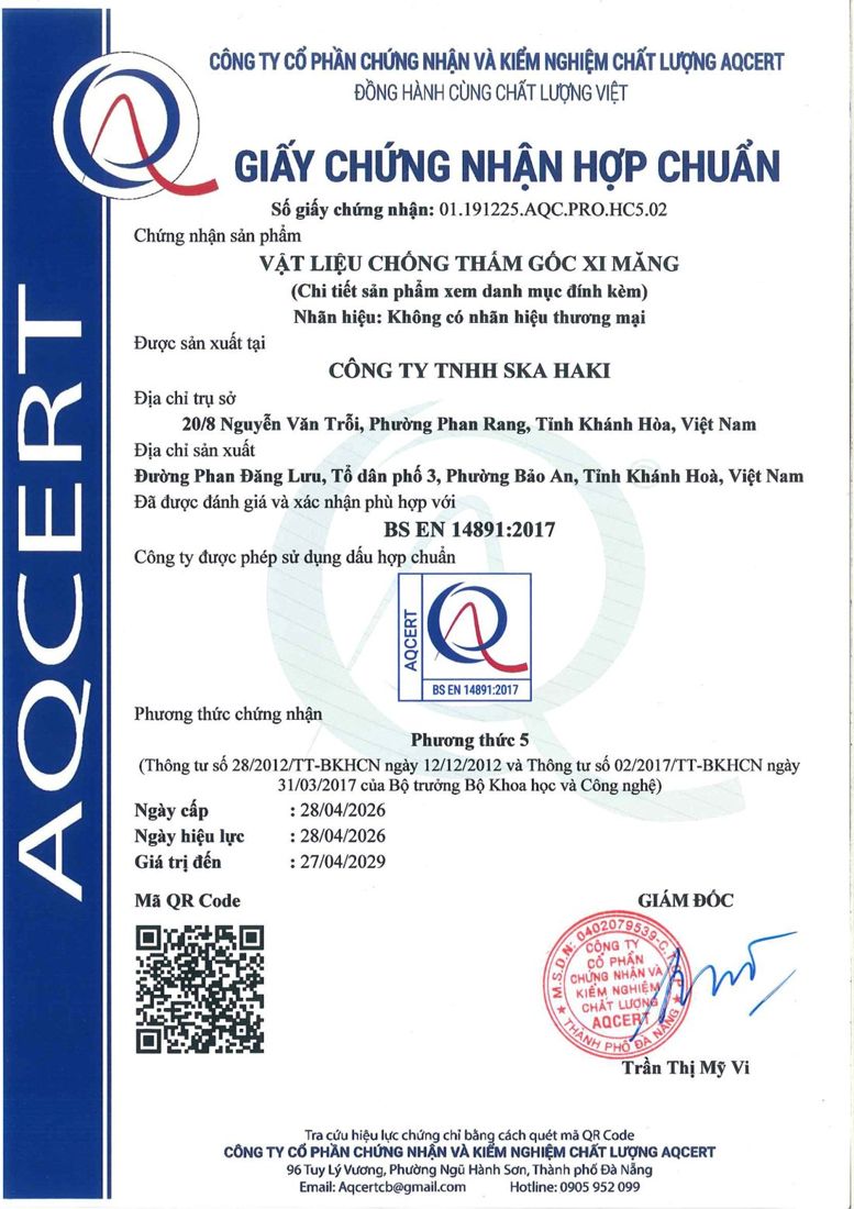 Chứng nhận hợp chuẩn SKA WATERSEAL